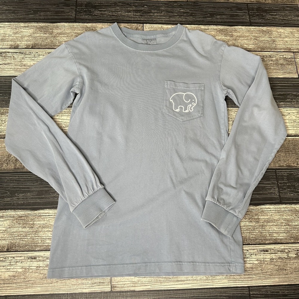 Ivory Ella Long Sleeve T-Shirt Women's Size XS Powder Blue Cotton